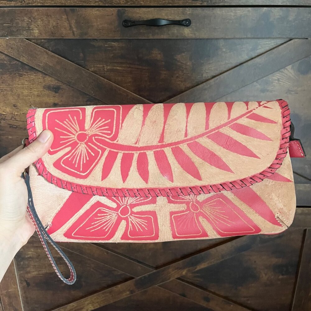 Patricia Nash Leather Wristlet Clutch Handbag Pink